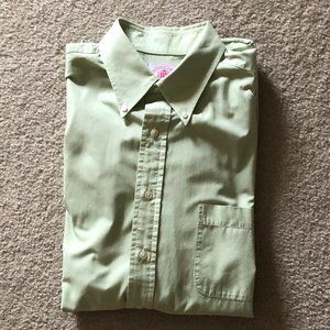 J Press Mini Gingham Green Shirt Size: L Made in USA